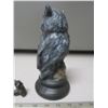 Image 5 : 2 Cast Iron Owl Dresser Knobs and Ceramic Owl Sculpture