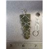 Image 2 : 1 Dark Green Wrapped “Crystal Quartz” Pendant, Earrings Marked Italy