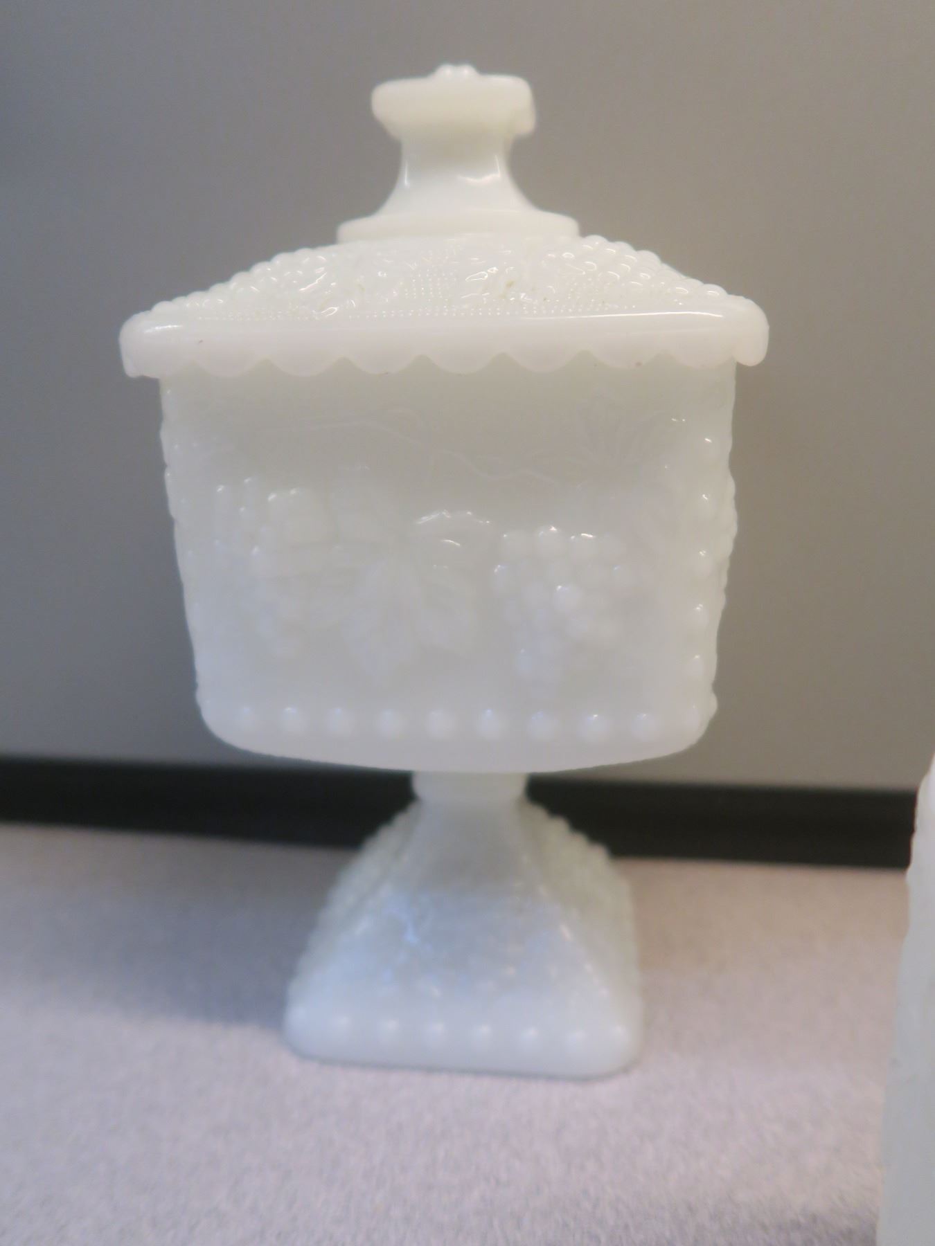 “Fire King” Milk Glass Fruit Bowl, 3 Canister Set Schmalz Auctions