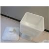 Image 3 : “Fire King” Milk Glass Fruit Bowl, 3 Canister Set
