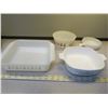 Image 1 : 4 Vintage Cooking Dishes, “Federal, “Corning ware”, “Fire King”, Milk Glass Chili Bowl
