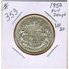 Image 1 : 1950 CANADIAN SILVER 50 CENT COIN