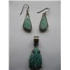 Image 1 : STERLING SILVER MATCHING PENDANT & EARRINGS - AMAZONITE