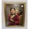 Image 1 : indigenous picture print by L.A. Hoffman - "Young Cheyenne Mother and Child" - framed