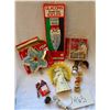 Image 2 : vintage Christmas ornaments - angel tree topper, box of snow