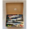 Image 1 : cigar box with 100 vintage ball point pens