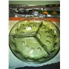 Image 3 : Vintage Indiana glass, avocado colour, devilled egg dish, and same coloured, round, divided serving 