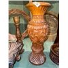 Image 7 : Collection of 9 assorted, vintage, wood carved pieces, including candle stick holders, vase, dishes,