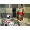 Image 2 : Collection of “man cave” items, including moustache man, bottle opener, Johnie Walker “Texas Mickey”