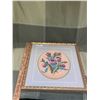 Image 6 : 3 pieces of beautiful, framed, needlework. All hand crafted. The thistle piece, is marked on the bac