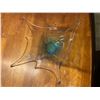 Image 1 : Vintage hand crafted, stretched, art glass dish, with polished bottom. Also had beautiful aqua blue 