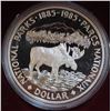 Image 1 : 1985 Parks Canada Silver Dollar. 100th Anniversary of the first national park in Canada. Popular Moo