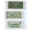 Image 2 : 3 Canadian 1 dollar bills - 1937 Gordon/Towers -  A/L 9779548, 1954 Replacement Bouey/Rasminsky - C/