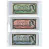 Image 1 : 3 - 1954 Canadian 1, 2 & 5 dollar bills - Beattie/Rasminsky B/Y 0398806, P/U 7855133 & L/S 4453301