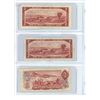 Image 2 : 3 Canadian 2 dollar bills - 1954 Bouey/Rasminsky B/G 0905747, 1954 replacement Lawson/Bouey - K/G 02