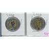 Image 1 : Pair of 2020 "Victory" Canadian 2 dollar coins - 1 is coloured