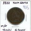 Image 1 : 1832 Nova Scotia 1/2 Penny token