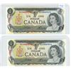Image 2 : 4 consecutive 1973 Canadian $1 bills - Crow/Bouey - BCA prefix - 4409575-78
