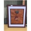 Image 1 : 1 framed piece of moose hair tufting artwork, on birch bark.