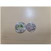 Image 1 : 2023 coloured toonie & 2013 coloured quarter