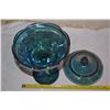 Image 2 : Candy Bowl. Blue Carnival Glass.