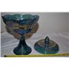 Image 3 : Candy Bowl. Blue Carnival Glass.