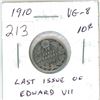 Image 1 : 1910 Canadian silver 10 cent coin - Last issue of Edward VII