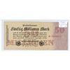 Germany – Weimar Republic. 1923 50 Million Mark Reich banknote. Inflationary note. VF.