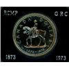 Image 2 : 1973 RCMP Centennial Silver Dollar. Specimen. Beautifully Toned. Housed in its original RCM black cl