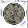 Image 1 : 1953 "Queen Elizabeth II Coronation" British 5 shillings coin