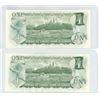 Image 2 : Pair of sequential, 1973 Canadian 1 dollar bills - Crow/Bouey - Prefix BFD 2906587-88