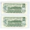 Image 2 : Pair of sequential, 1973 Canadian 1 dollar bills - Crow/Bouey - Prefix ECL 3084251-52