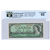 Image 1 : 1954 Canadian 1 dollar bill - Lawson/Bouey - Prefix Y/E 2159902 - GWC graded UNC-62