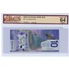 Image 1 : 2018 Canadian 10 dollar bill - Wilkins/Poloz - Prefix FTZ 6245731 - BCS graded UNC-64