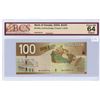 Image 1 : 2004 Canadian 100 dollar bill - Jenkins/Dodge - Prefix BKJ 6309114 - BCS graded UNC-64