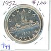 Image 1 : 1952, one dollar silver coin
