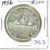 1956, one dollar silver coin