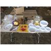 757  lot of assorted glass wares and plastic kitchen wares