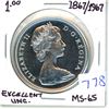Image 1 : 1867-1967 one dollar silver coin excellent UNC, MS-65