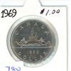 Image 1 : 1969 one dollar silver coin