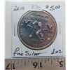 Image 1 : 2010 hockey player 1oz fine silver $5 coin