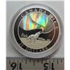 Image 1 : 2014 proof $20 coin  northern lights howling wolf fine silver