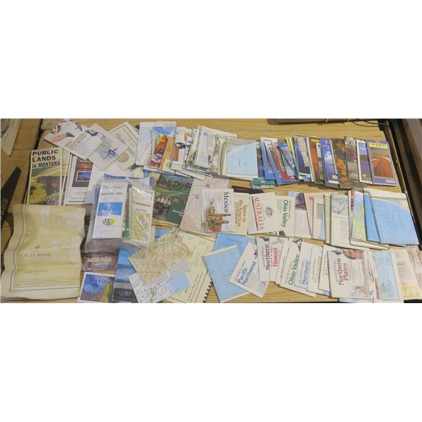 large lot of assorted maps and road maps