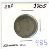 Image 1 : 1905 Canadian 25 cent silver coin