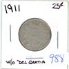 Image 1 : 1911 Canadian 25 cent silver coin