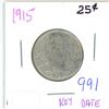 Image 1 : 1915 Canadian 25 cent silver coin