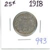 Image 1 : 1918 Canadian 25 cent silver coin