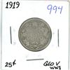 Image 1 : 1919 Canadian 25 cent silver coin