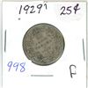 Image 1 : 1929 Canadian 25 cent silver coin