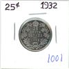 Image 1 : 1932 Canadian 25 cent silver coin